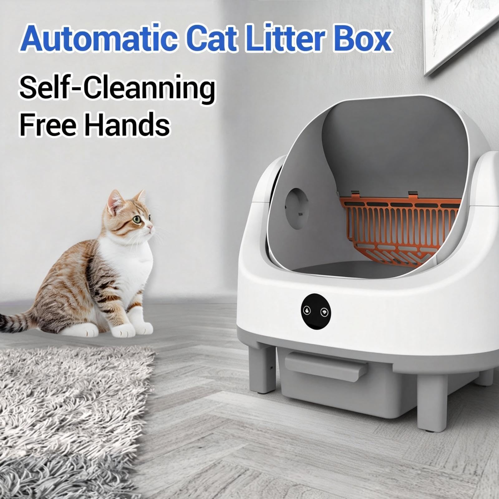 Cacha de gato autolimpiante 80L con control de aplicación, para varios gatos | Bandeja de arena autolimpiante con sensor de seguridad antipellizco, seguimiento de salud, silencioso, sin olor, 8 l