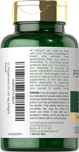 Miniatura 3 de Carlyle Cápsulas de aceite de menta | 150 cápsulas blandas | Suplemento de hierbas | Sin OMG, sin gluten