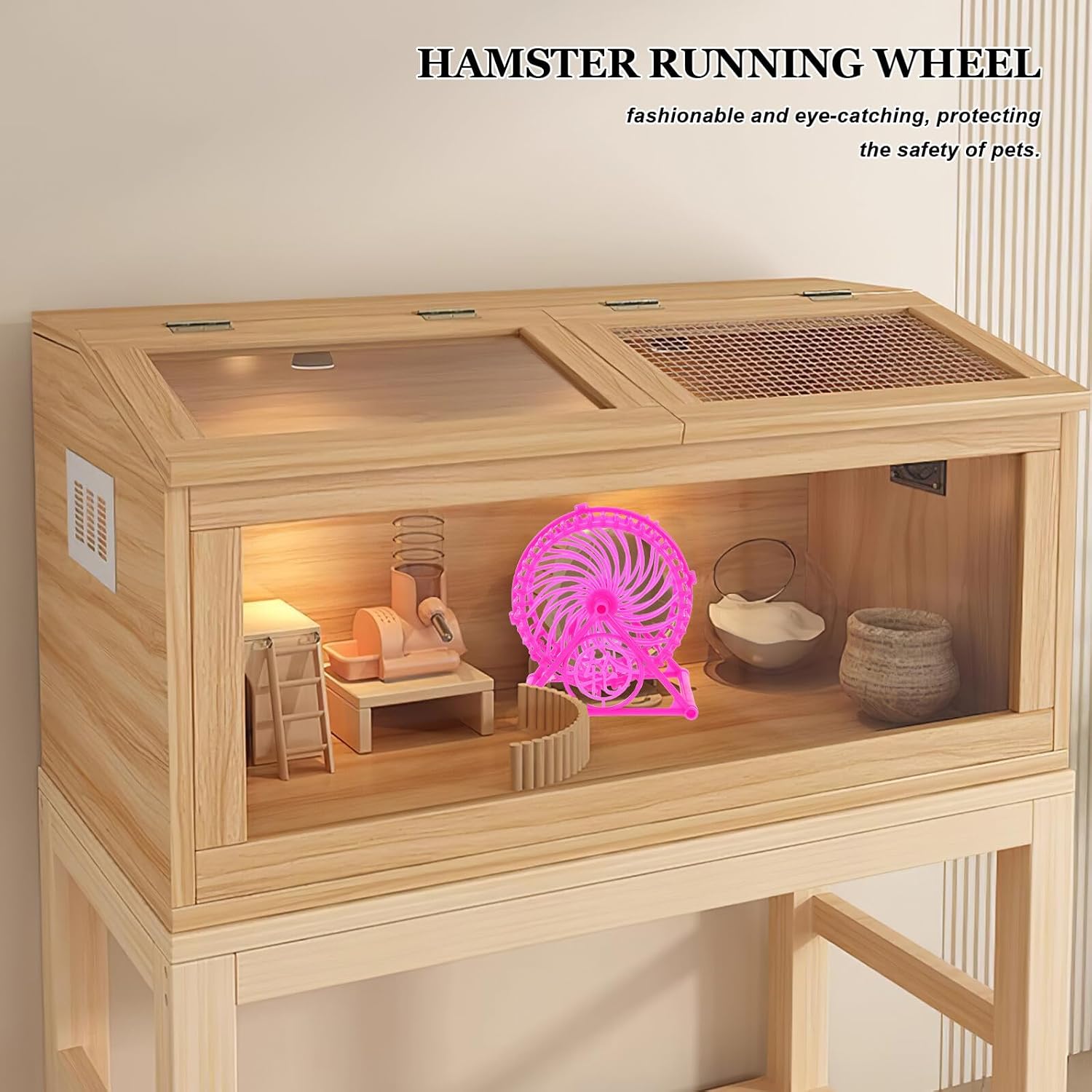 Silent Hamster Wheel with Stand Plastic Small Animal Exercise Wheel for Hamsters Gerbils Hedgehogs and Mice for Cage Use