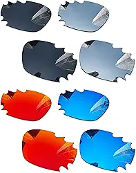 4 pares de lentes de reposição ploarizadas para óculos de sol Oakley Jawbone ventilados 62 mm - preto + titânio prata + azul gelo + vermelho fogo