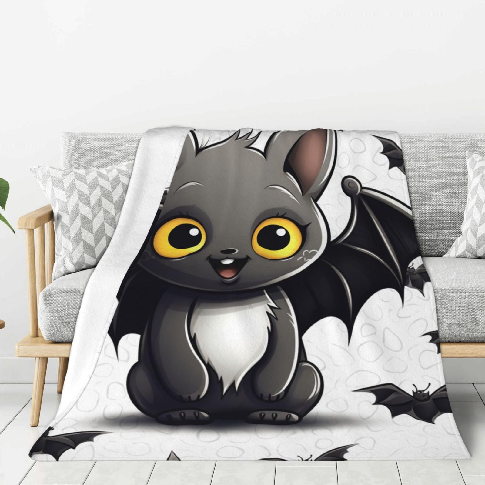 Cute Bat Throw Blanket Plush Flannel Fleece Blanket, Soft Lightweight Cozy Blankets 40"X30" for Bed Couch Sofa Travel