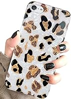 Vista 6 de J.West - Funda para iPod Touch de 7ª Generación - Funda de TPU de silicona suave con diseño de estampado de leopardo blanco brillante, translúcida