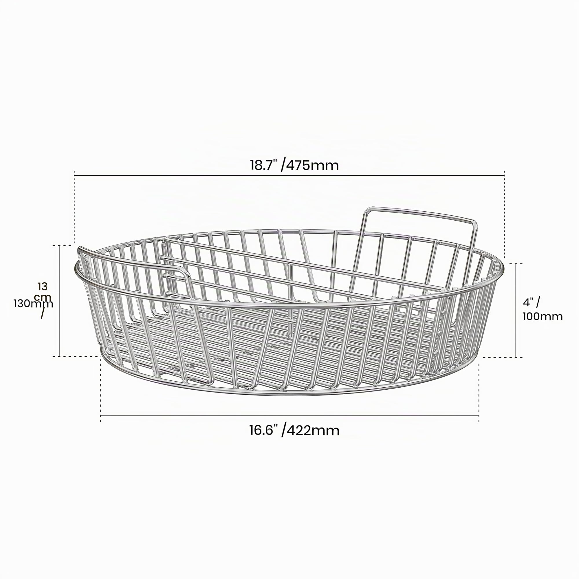 onlyfire Cestini per carbonella Cesto in Frassino carboncino, Barbecue Grill Cestino per Fuoco Acciaio Inossidabile Adatto 57 cm Weber griglia a Carbone per Cottura indiretta