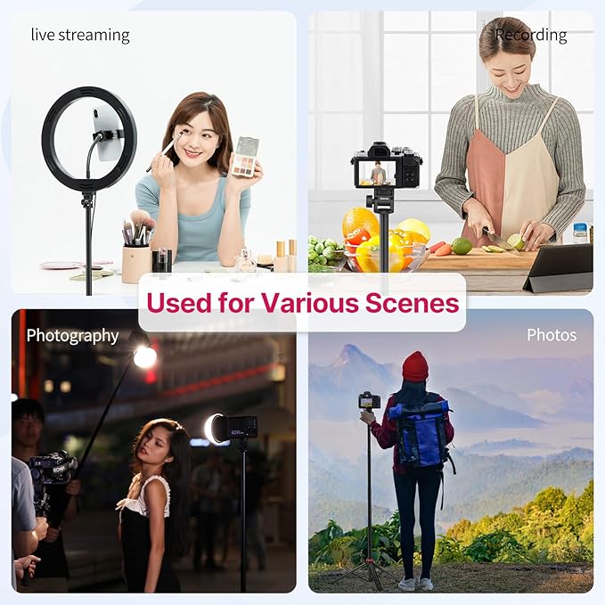 VIJIM MT-79 Extendable Photography Light Stand, 81" Portable Adjustable Light Tripod with 1/4" Screw, 360° Ball Head Camera Phone Tripod for Continute Output Lighting, Webcams, Cameras,for Pocket3 miniatura 6