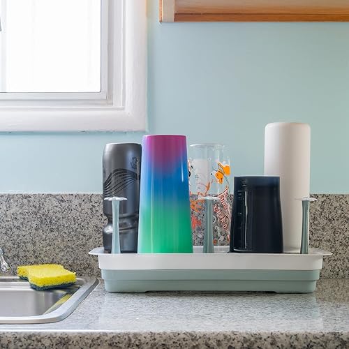 Miniatura 6 de Estante de secado grande para encimera, ideal para botellas de agua aisladas, vasos para beber, botellas deportivas