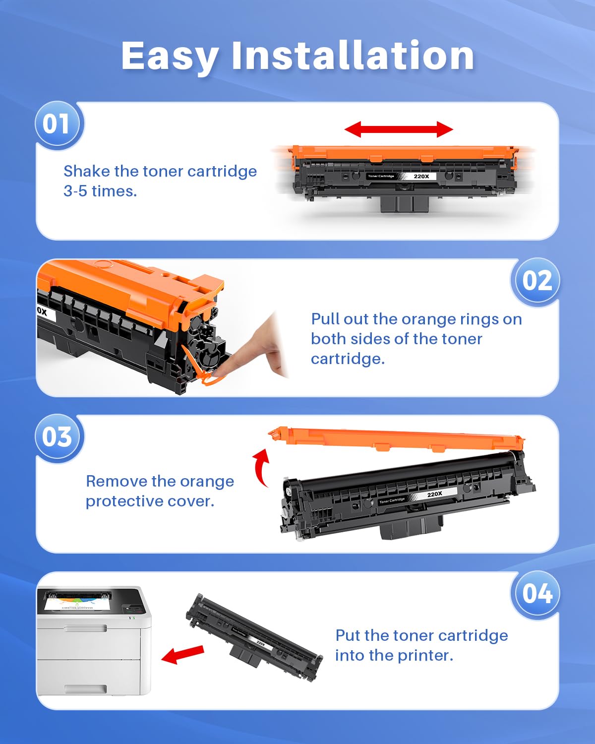 INK4U 220A Cartuccia Toner (Chip Recente) Compatibili per HP 220A 220X | Toner con Color Laserjet Pro 4202dn 4302fdn MFP 4302dw 4302fdw 4202dw 4202dn 4302fdn (W2200A W2201A W2202A W2203A)