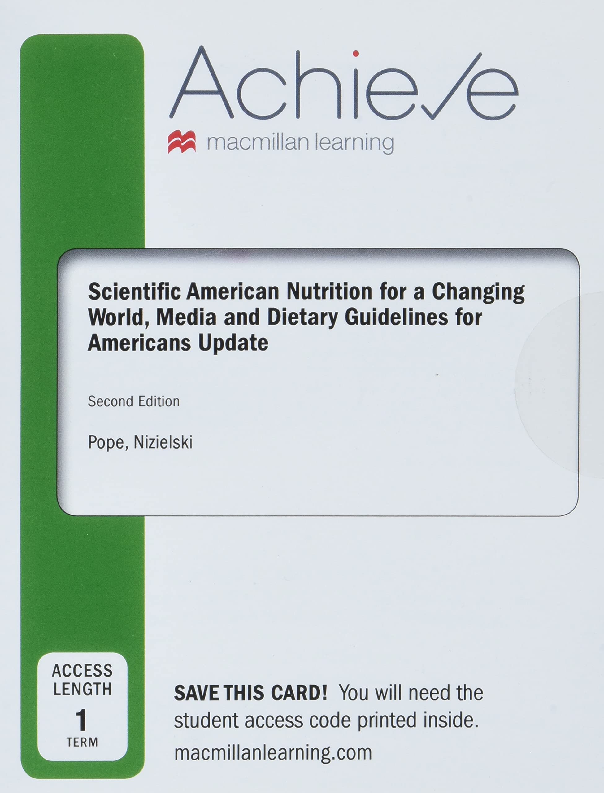 Achieve for Scientific American Nutrition for a Changing World: Dietary Guidelines for Americans 2020-2025 & Digital Update (1-Term Access) [Blu-ray]