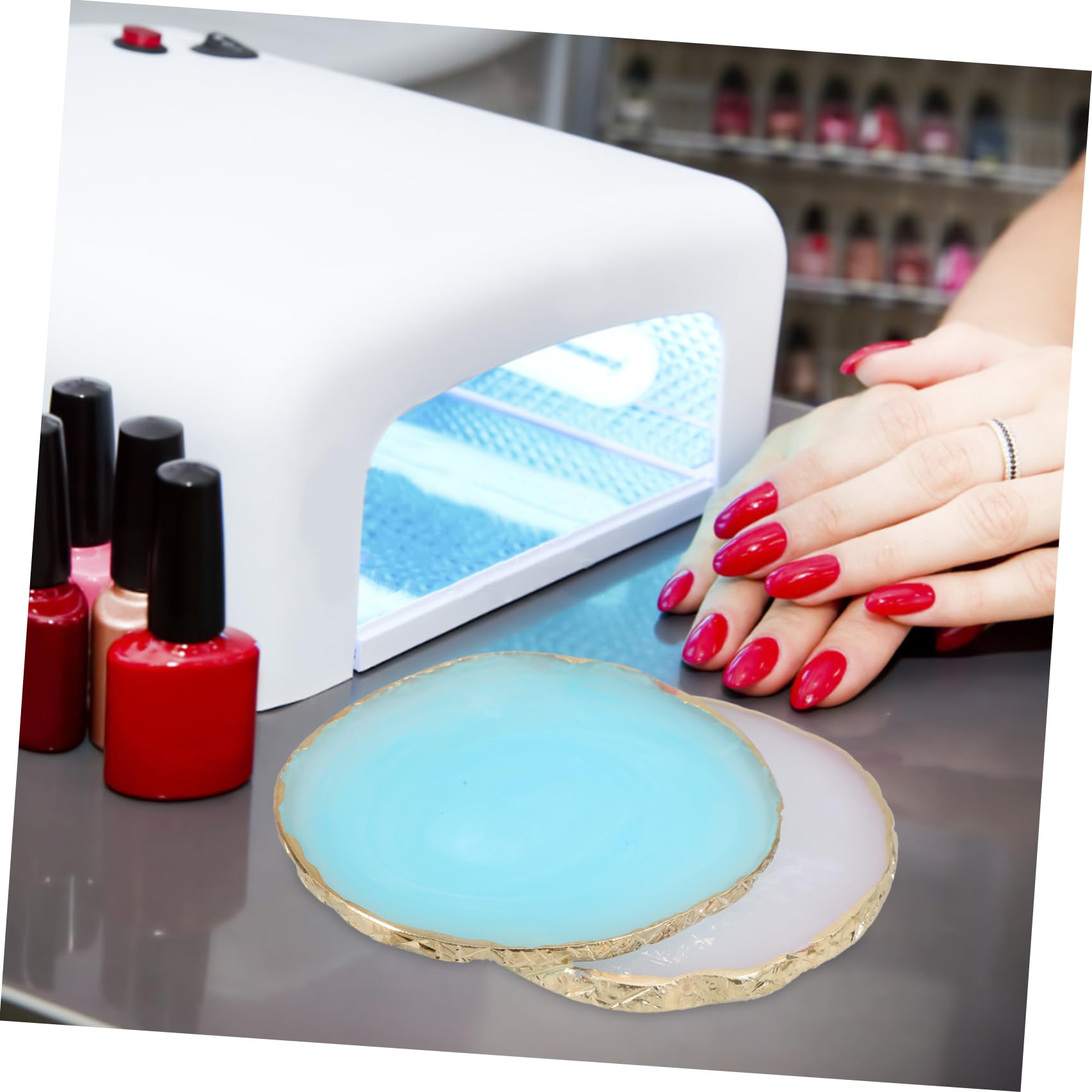 HONMEET Unique Nail Art Painting Pallet 2pcs Nail Polish Mixing Pallets for Home Salon