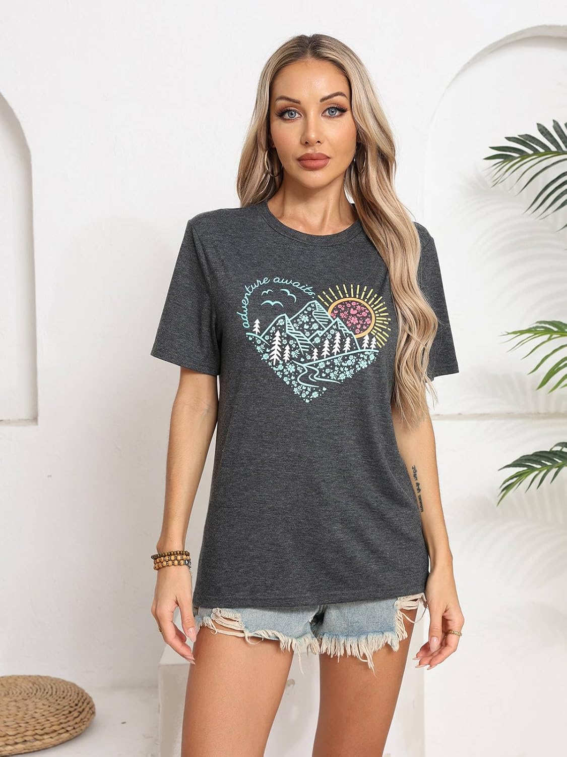 IRISGOD Womens Graphic Tees Casual Summer Short Sleeve Vintage T Shirts Tops - Image 2