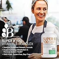 Vista 3 de Bronson Complejo Super B 100 Vitamina B de liberación sostenida contiene todas las vitaminas B (vitamina B1, B2, B3, B6, B9 - ácido fólico, B12)
