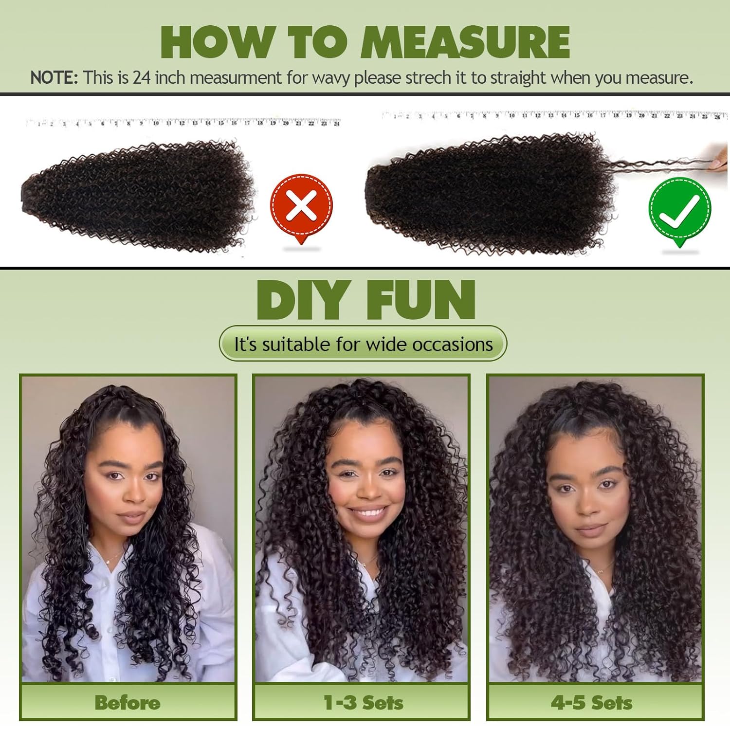 Clip In Hair Extensions - 140G 7Pcs Synthetic hair Natural Black Clip in Jerry Curly Hair Extensions for Black Women Jerry hair extension Hairpieces (1B# 24 Inch)(Pack of 7) - Image 5