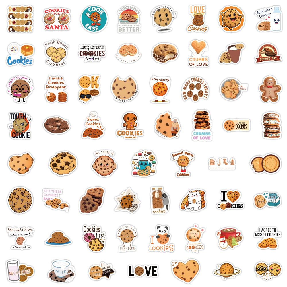 120 Pcs Snack Cookies Graffiti Stickers for Water Bottles,Guitar,Bicycle,Laptop,Skateboard,Computer,Cookie Cute Style Stickers Waterproof Vinyl,Scrawl Decoration for Girls Boys Children Teens - Image 3