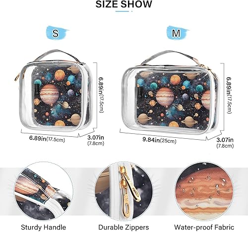 Miniatura 4 de Solar System Planet Clear Toiletry Bag for Traveling,2 Pack Makeup Cosmetic Bag with Zipper,Travel Bag for Toiletries,Travel Essentials 21215062