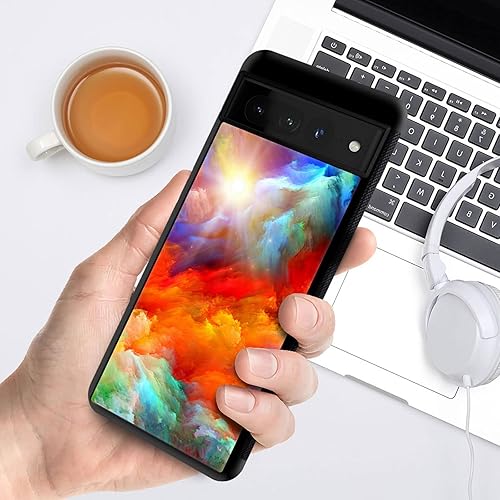 Miniatura 6 de CARLOCA Funda de acrílico duro compatible con Google Pixel 7 Pro, diseño gráfico de identidad colorido de nubes irreales, a prueba de golpes,