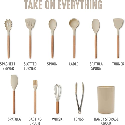 Vista 3 de GreenLife Juego de utensilios de silicona de 11 piezas, herramientas de cocina antiadherentes, cucharón, volteador, espátula, cuchara, servidor