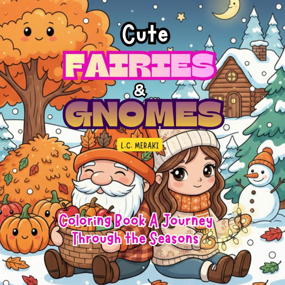 CUTE FAIRIES & GNOMES: Coloring Book A Journey Through the Seasons for Adults & Teens