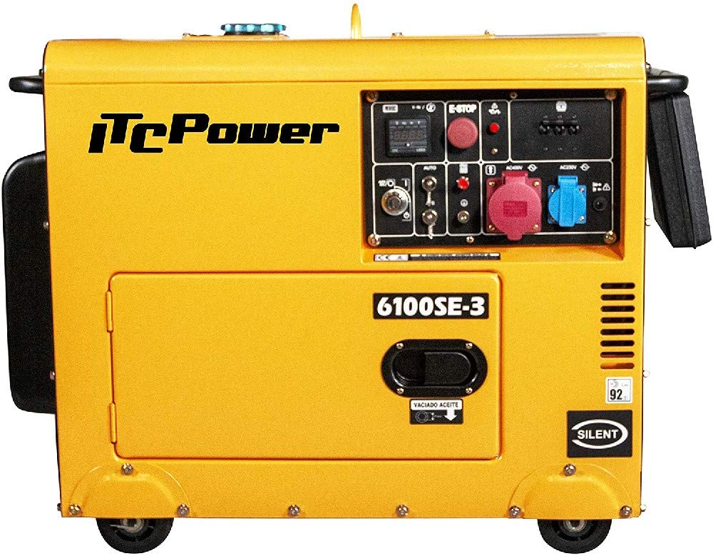 ITCPower Generador Diésel Trifásico Insonorizado 400V Profesional - Grupo Electrógeno Silencioso con Arranque Eléctrico y AVR para Empresas - Generador Alta Fiabilidad Uso Intensivo