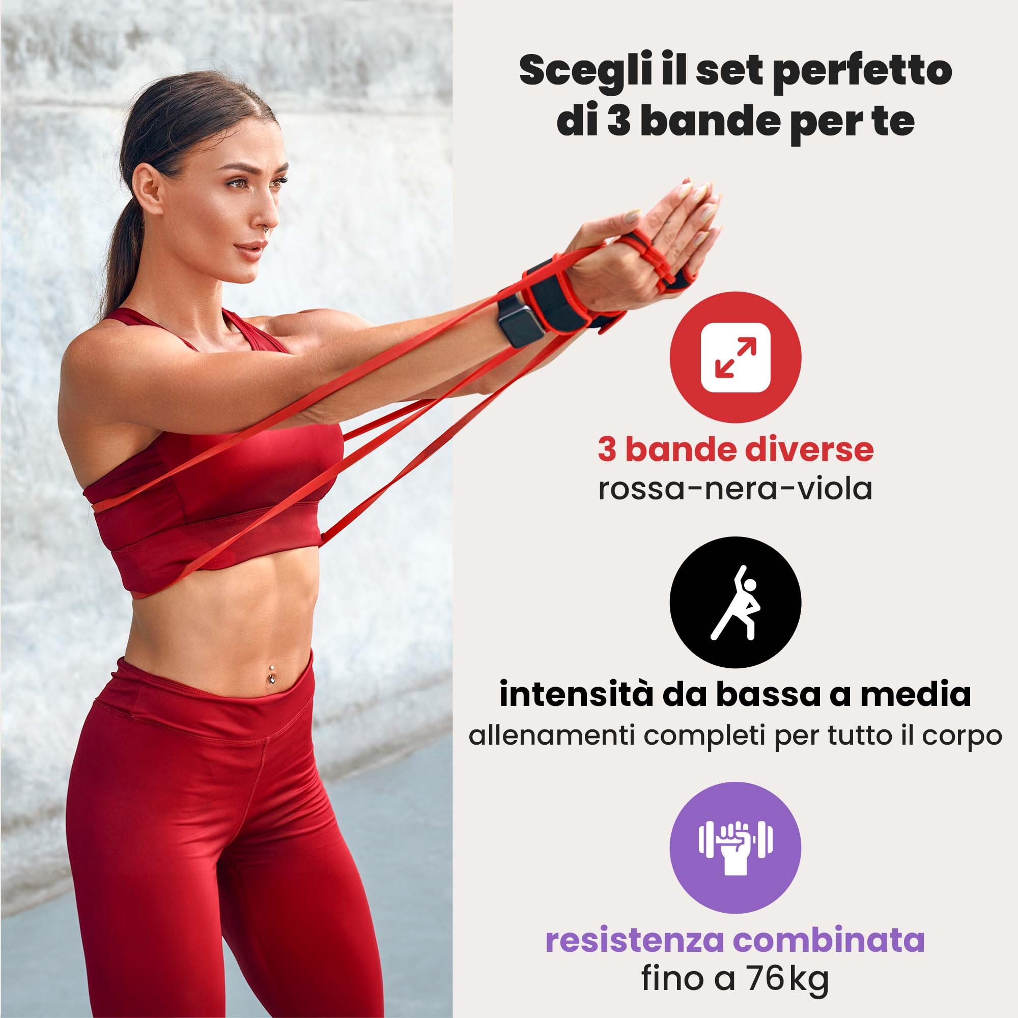 Banda Elastica di Resistenza + Programma di Allenamento - Fasce Elastiche Aiuto per Pull-Up | per Allenamento, Allungamento, Ginnastica | Palestra, Yoga, Pilates | Versatili, Duraturi, Resistenti
