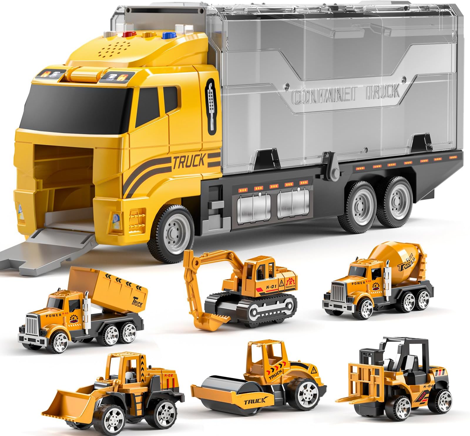 - Construction Truck Set with Play Mat, Carrier Truck Toys for Kids Toddlers, Die-Cast Metal Toy Car Set, Christmas Birthday Gift for Age 3 4 5 6 + Years Old Boys Girls