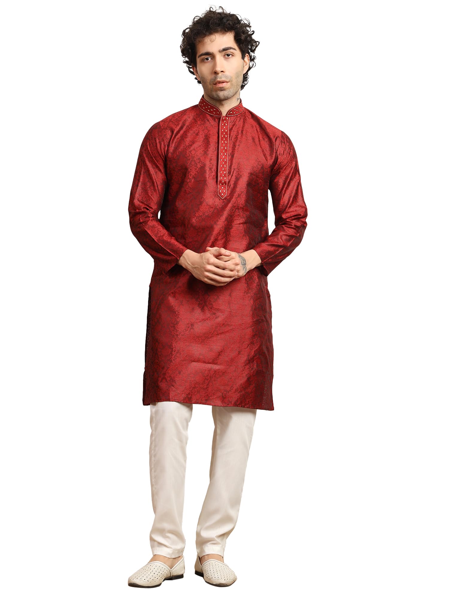 Traditional Kurta Pyjama Set | Royal Silk Art Printed Kurta with Pajama – Festive & Wedding Ethnic Wear Set | Comfortable, Stylish, Lightweight & Breathable Fabric-image-17
