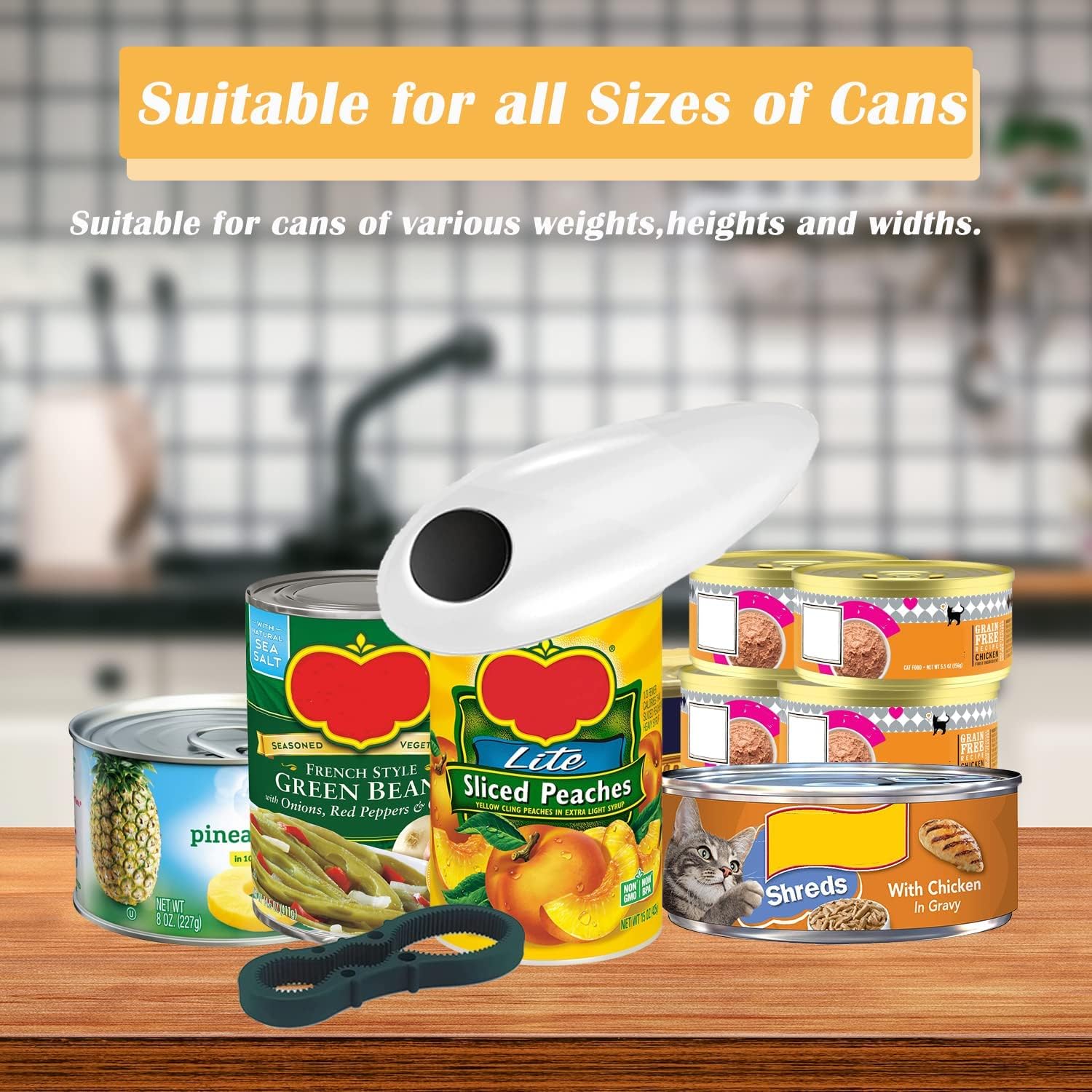 One-Touch Switch Can Opener, Electric Can Opener, Safe Smooth No Sharp Edges Can Opener for Almost Size Can, Can Opener Electric Best Kitchen Gadgets for Chefs, Arthritis and Seniors