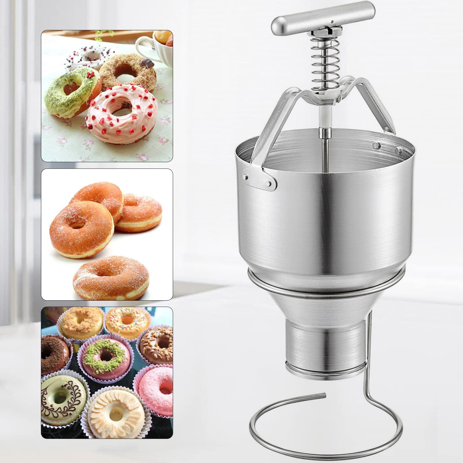 Distributeur de Beignets Manuel, Distributeur de Beignets de 3 L avec Support, Machine à Beignets en Acier Inoxydable, pour la Maison, Les boulangeries, Les cafés