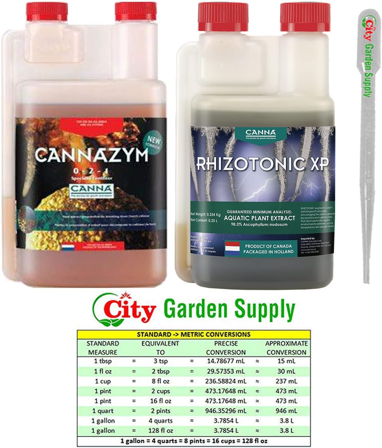 Canna Nutrient Cannazym and Rhizotonic 250ml with City Garden