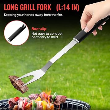 11 Pcs Grill Tools Set,BBQ & Grilling Accessories Outdoor Barbecue Utensils