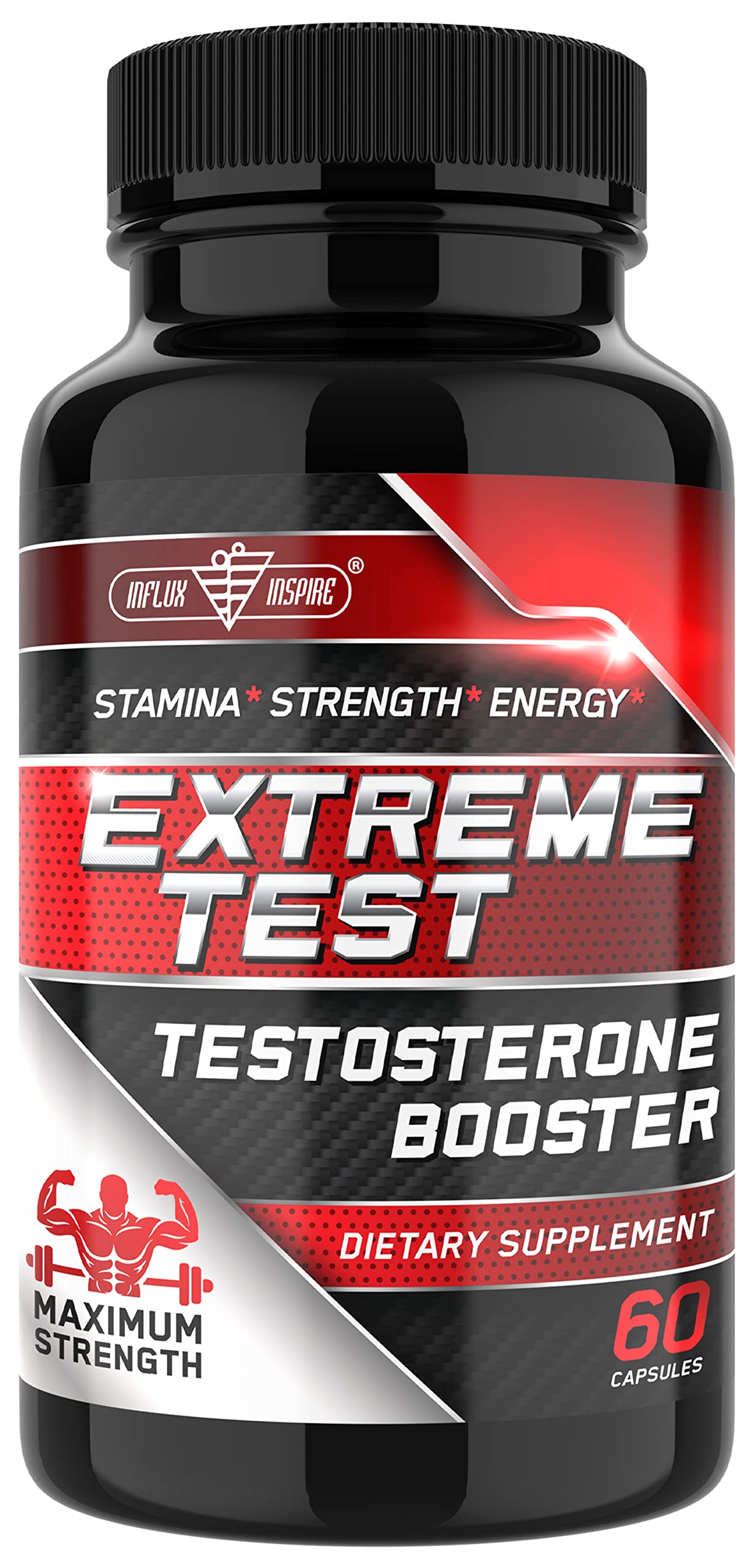 Influx Inspire Suplemento para Testosterona com extrato de Tongkat Ali 300 mg, 60 cápsulas