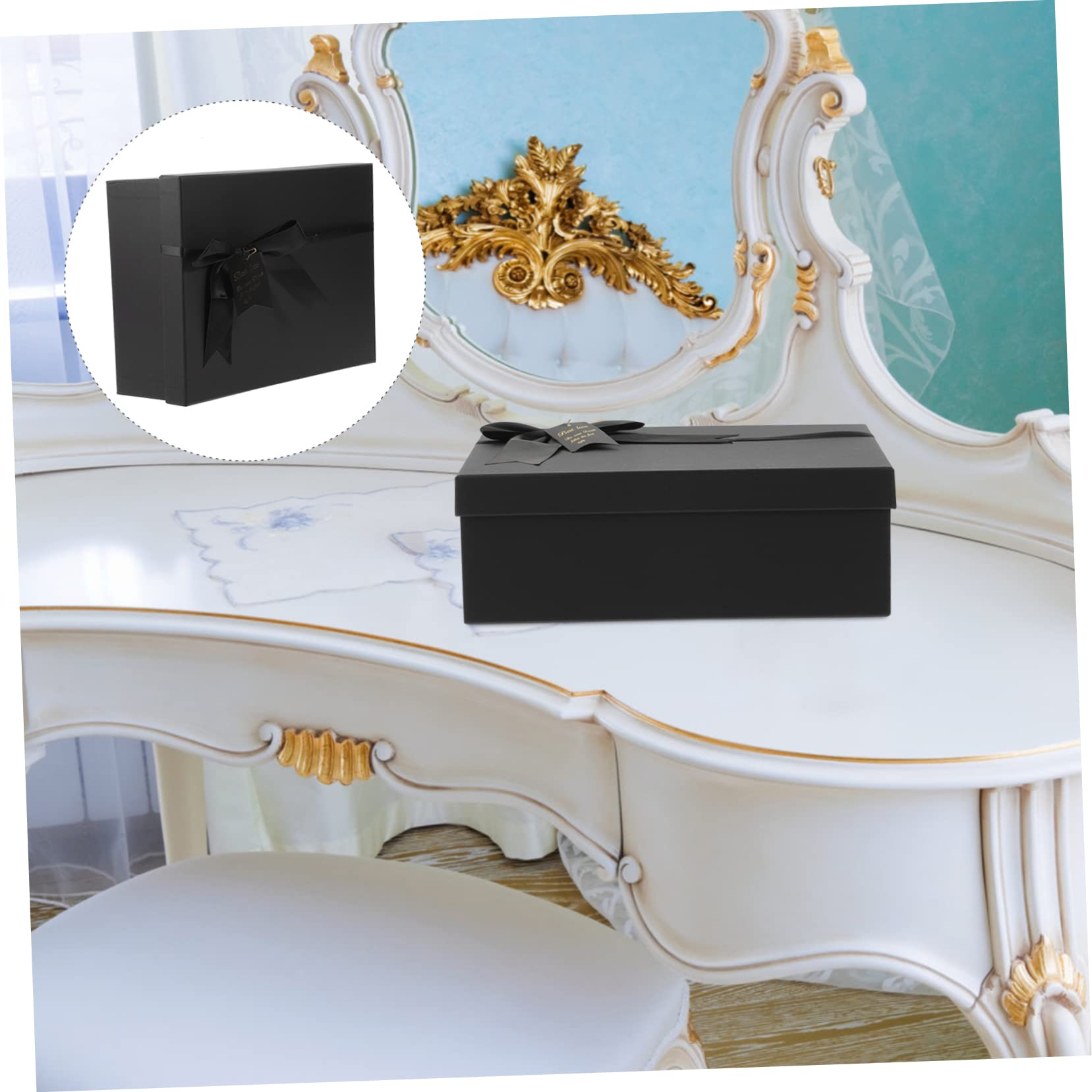 PACKOVE 2 Stück Geschenkbox Brautjungfer klein Verpackung Hochzeit wickeln Papierschachteln Präsentieren Sie Kisten dekorative Kästen mit Deckel Schmuckschatullen zum Verkauf Schwarz