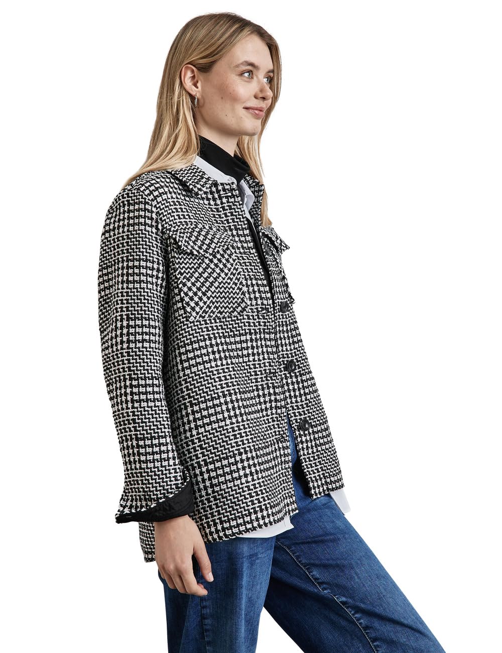 Street One Damen Karierte Bouclé Jacke