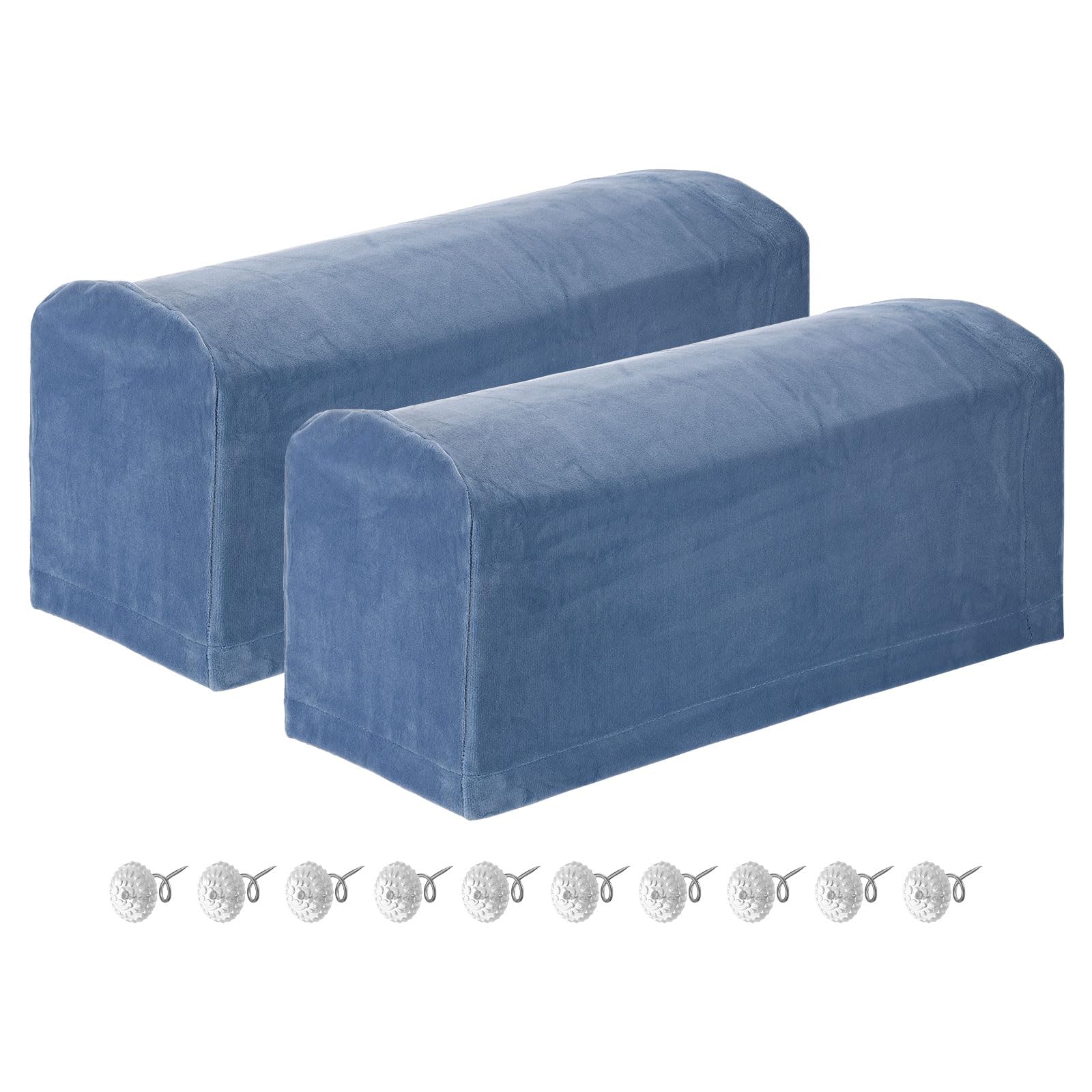 Fundas elásticas para reposabrazos que renuevan el salón familiar en azul profundo