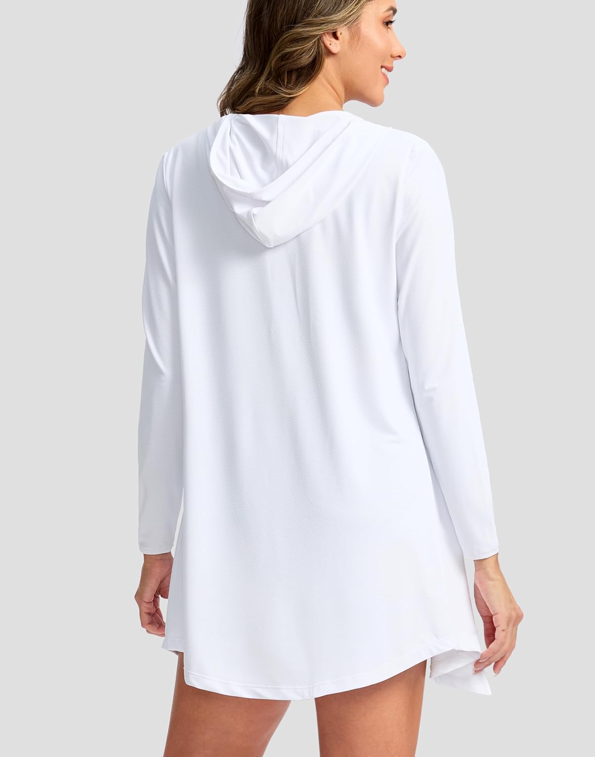 SANTINY Women's UPF50+ Swim Cover Up Sun Protection Hoodie Long UV Jacket SPF Lightweight Swimsuit Beach Cover Ups for Women - Image 2