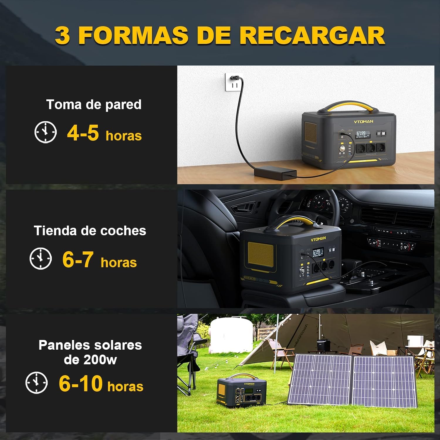 VTOMAN Jump 1500X Estación de Energía Portátil 1500W, 828Wh, USB QC 3.0 | Batería LiFePO4, Generador Solar, Salida dual PD 100W Typ-C, Capacidad Ampliable a 2376Wh para Viajes, Acampar