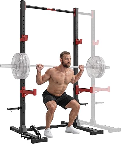 Soozier Power Cage Squat Rack 1100 lb Capacity Power Rack with Pull-Up Bar