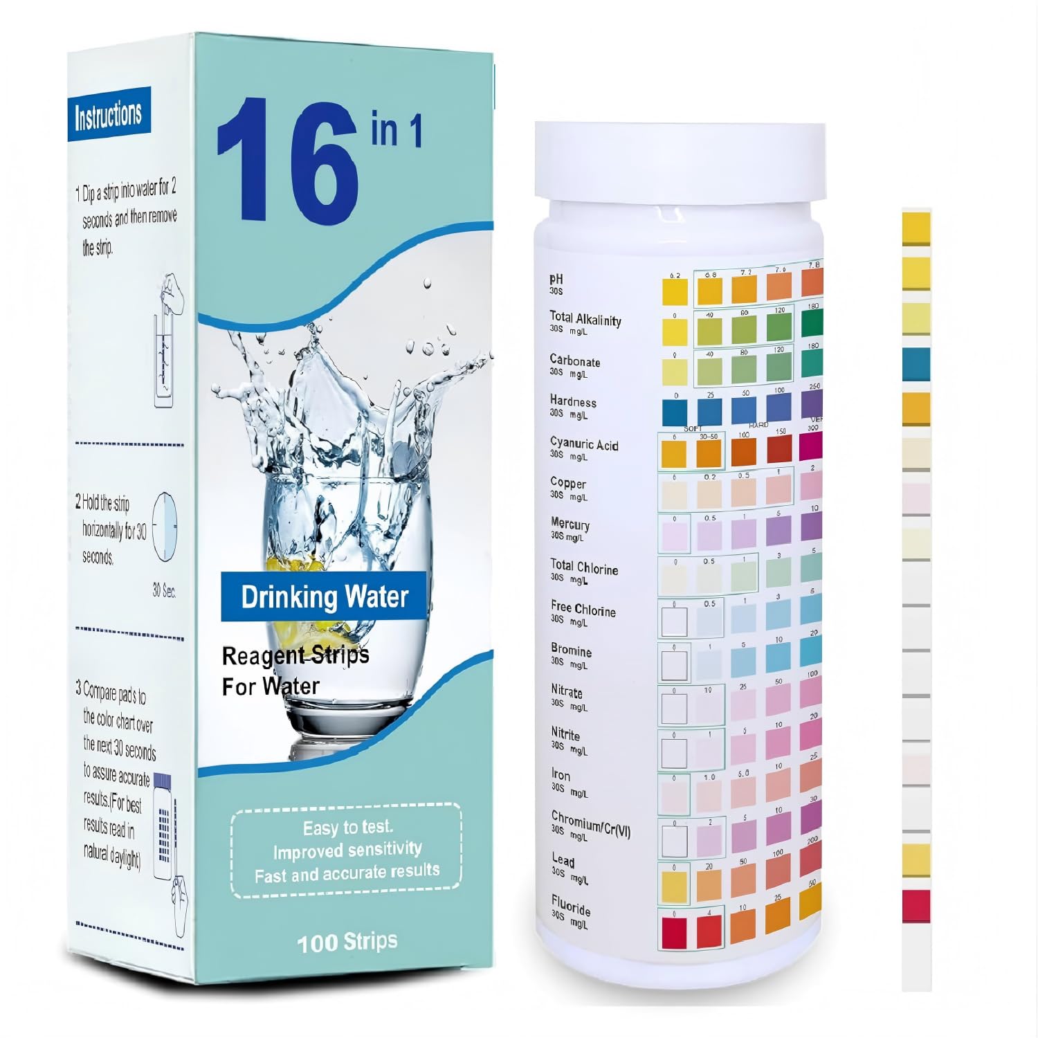 Water Testing Kit - 16 in 1 Contaminant Detection -1