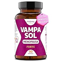 Integratore Menopausa Completo per Vampate di Calore Vegano Inositolo Alto Dosaggio 90 Capsule Regolarizza Umore Sudorazione Cimicifuga Trifoglio Rosso Dioscorea VAMPASOL Poemia
