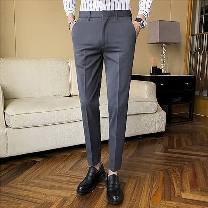Amazon Co Jp テンセルメンズビジネスパンツルーズスーツパンツスリムフィットアンチリンクルパンツメンズストレートクロップド パンツメンズメンズビジネスパンツ ファッション