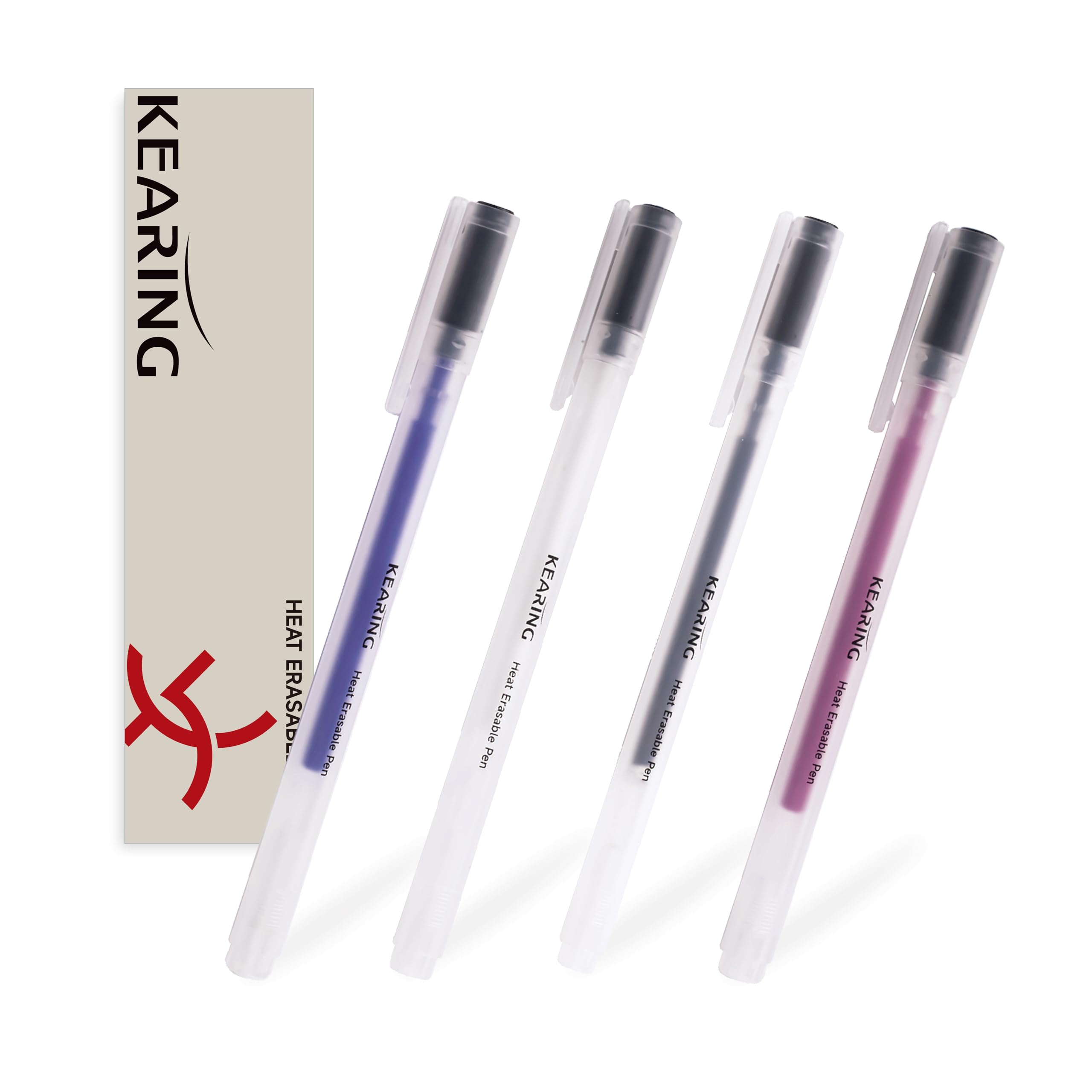 KEARING 4 Colors Heat Erasable Fabric Marking Pens Set, Fabric Markers for Sewing, Embroidery, Dressmaking, 4 Pcs Assorted Colors for Sewing, Crafting, Quilting and Designing