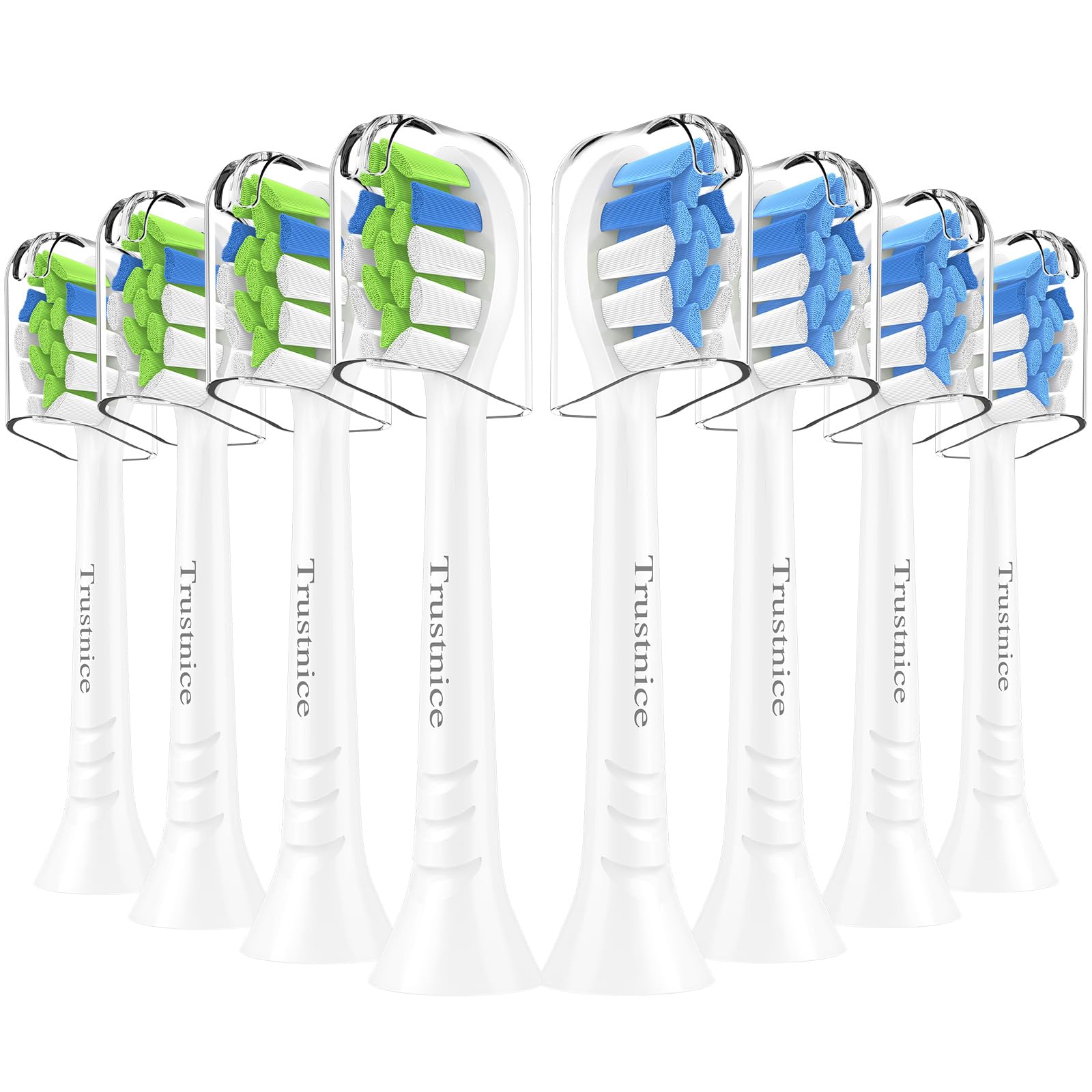 Trustnice Recambio Cepillos Compatible con Philips Sonicare,Cabezales de cepillos de repuesto para Sonicare Gum Health, HealthyWhite, Paquete de 8 (Blanco, 1 unidad (Paquete de 8)