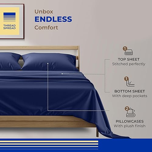 Miniatura 3 de Thread Spread - Juego de sábanas de 100% algodón egipcio con tejido de satén de 800 hilos de la colección Exotic Hotel, color blanco y marfil