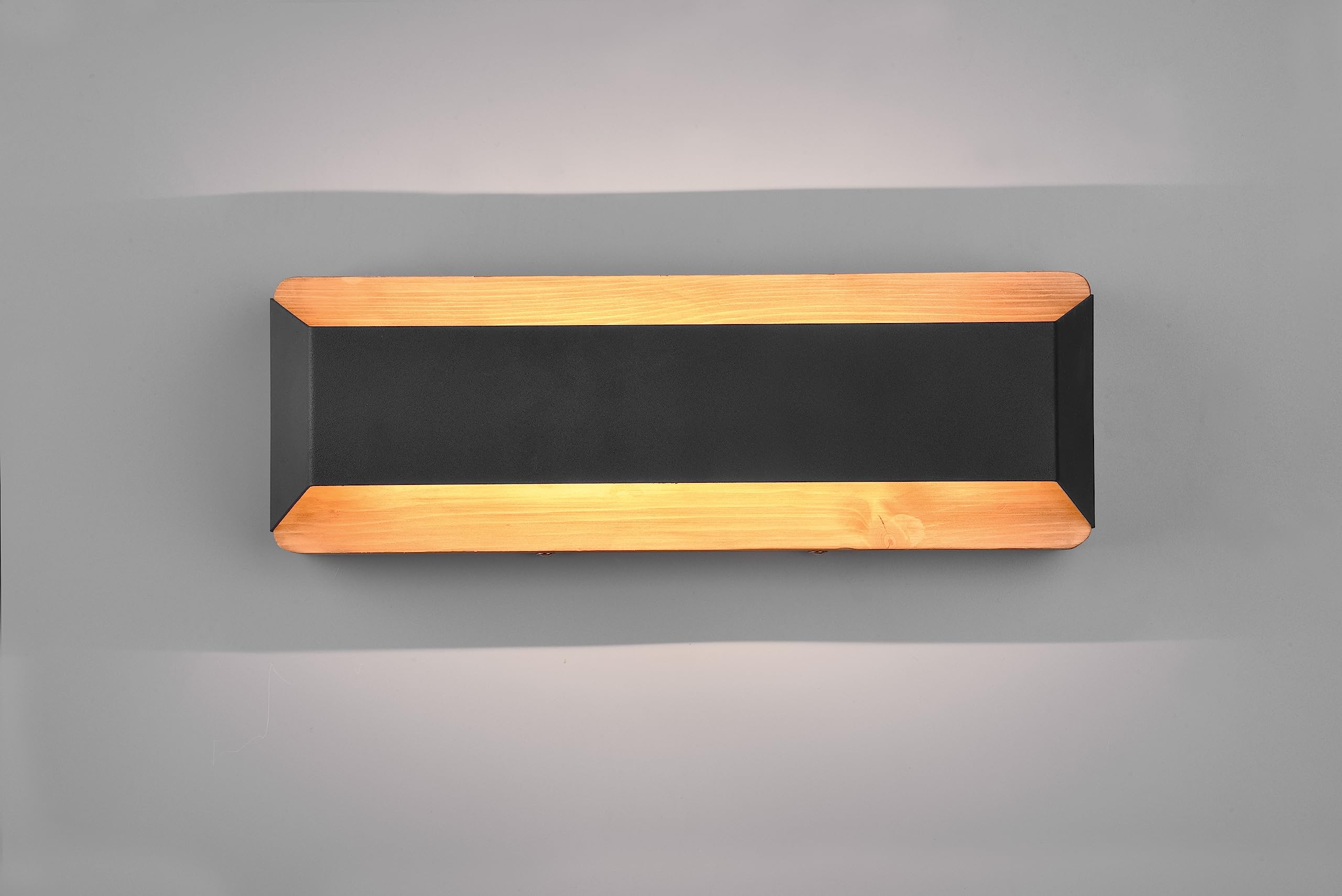 Trio Leuchten LED Wandleuchte Arino 224819132, Metall Schwarz matt, Holz, inkl. 13.5 Watt LED, Switch Dimmer