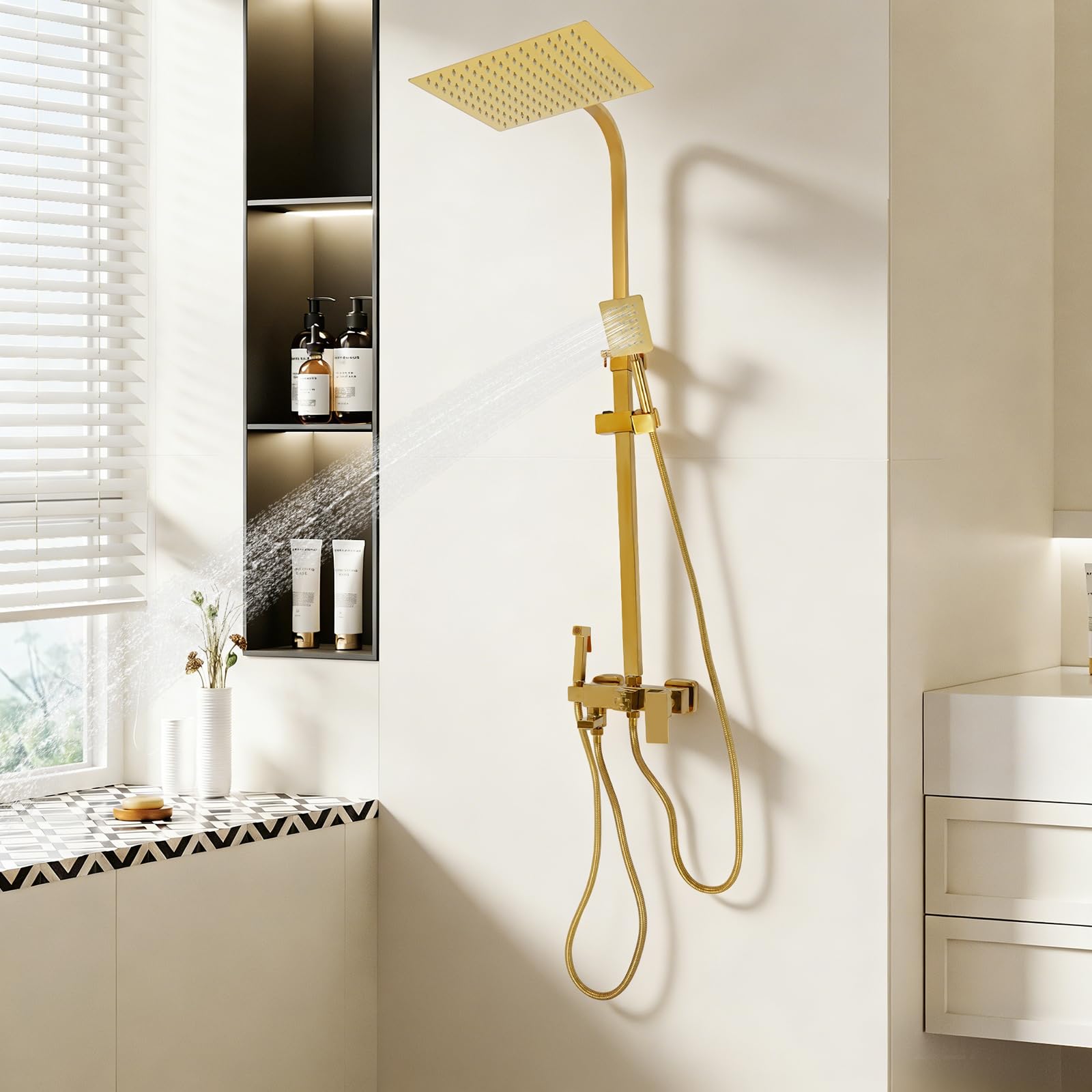 73-116 cm, set completo per doccia, regolabile in altezza, colore oro