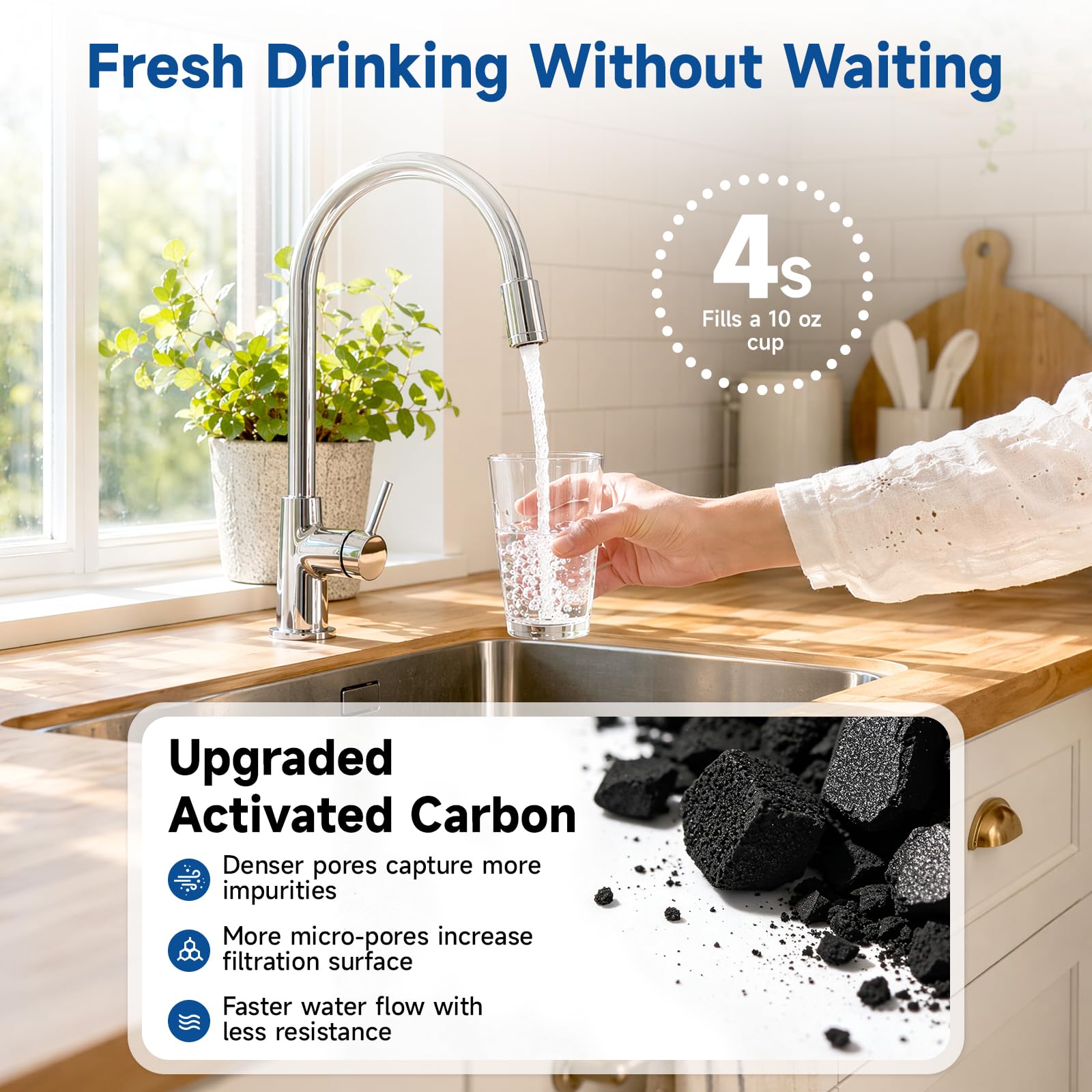 Q5-MF Purificateur d'eau sous évier 0,5 micron Élimine 99,99% du plomb, du chlore, du chlore et des odeurs, certifié NSF/ASNI 42&53, durée de vie 1 an