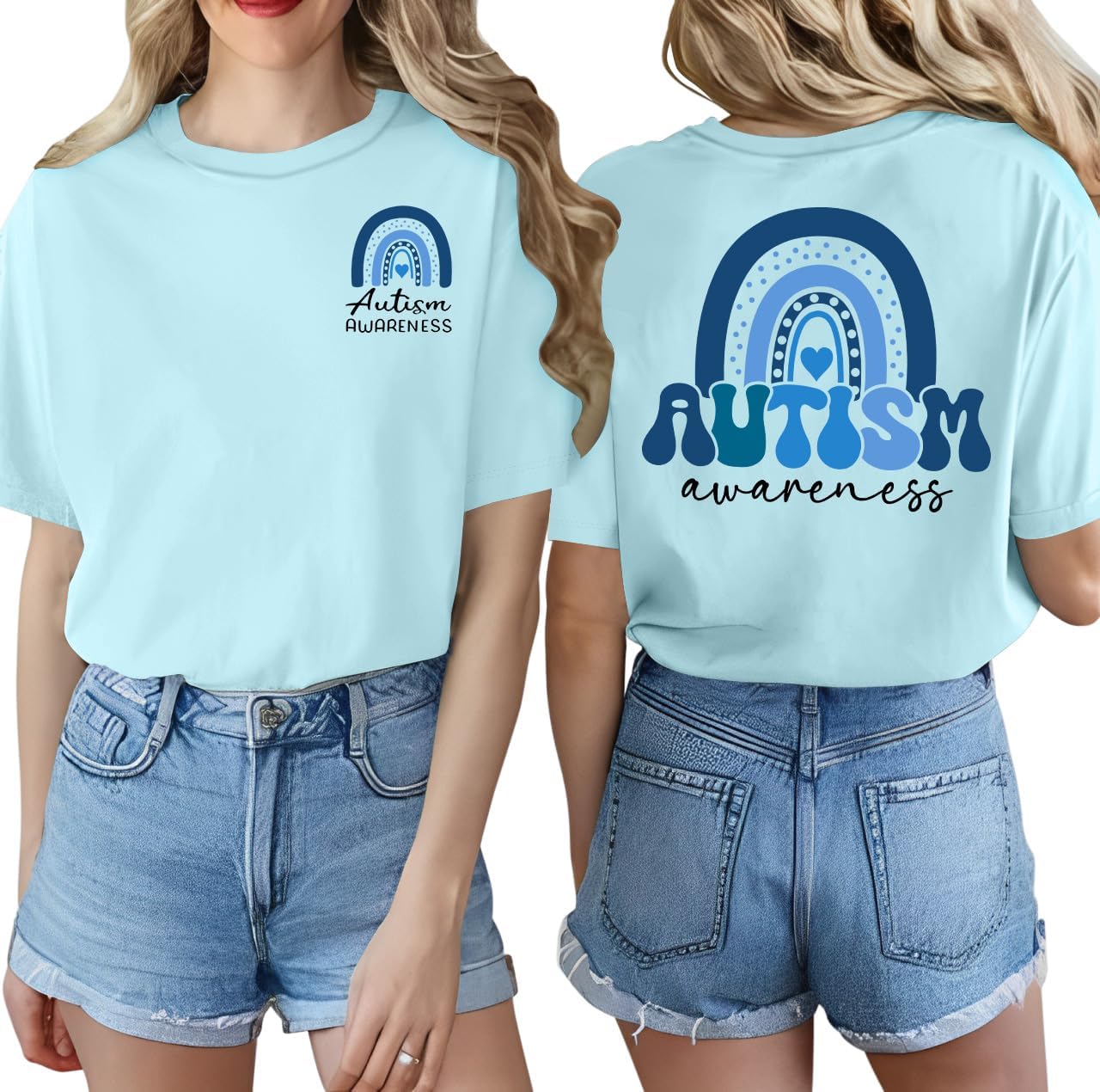 Autism Awareness Shirt Women Autism Acceptance Mom Shirts Graphic Mental Health T-Shirt Inspirational Short Sleeve Top