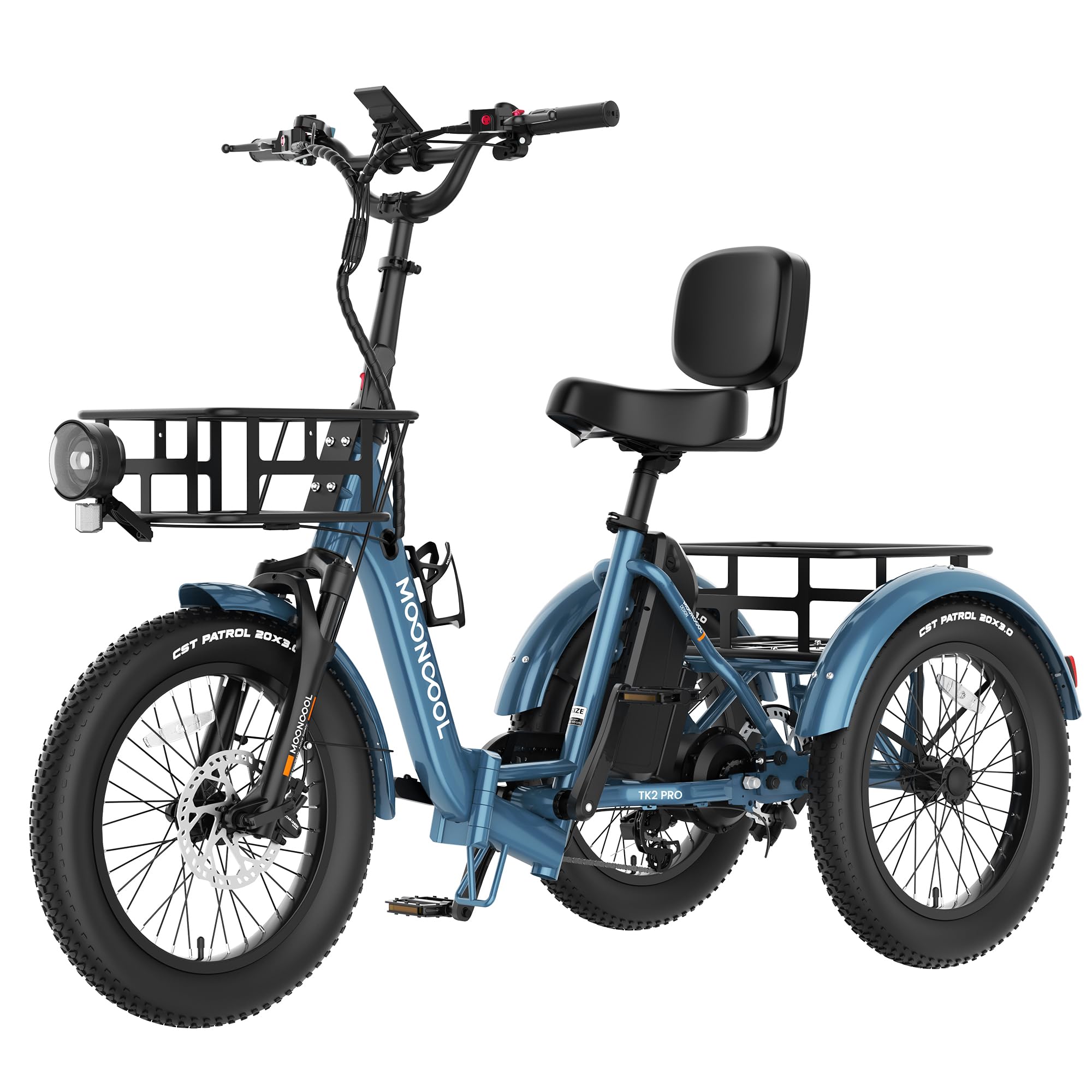 MOONCOOL Electric Tricycle for Adults, Fat Tire Folding Electric Trike