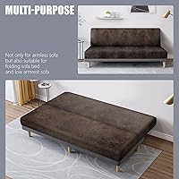 Vista 5 de molasofa Funda elástica similar a la piel para futón sin brazos, protector de muebles con parte inferior elástica, funda de futón suave y lavable