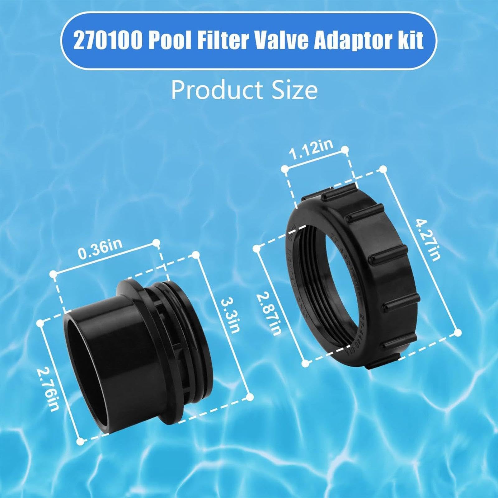 Perfeclan 270100 Adaptador válvula para Piscina, filtrado, fácil instalación, Accesorios, Piezas Profesionales Resistentes al Desgaste, Repuesto PVC para, 2 Juegos