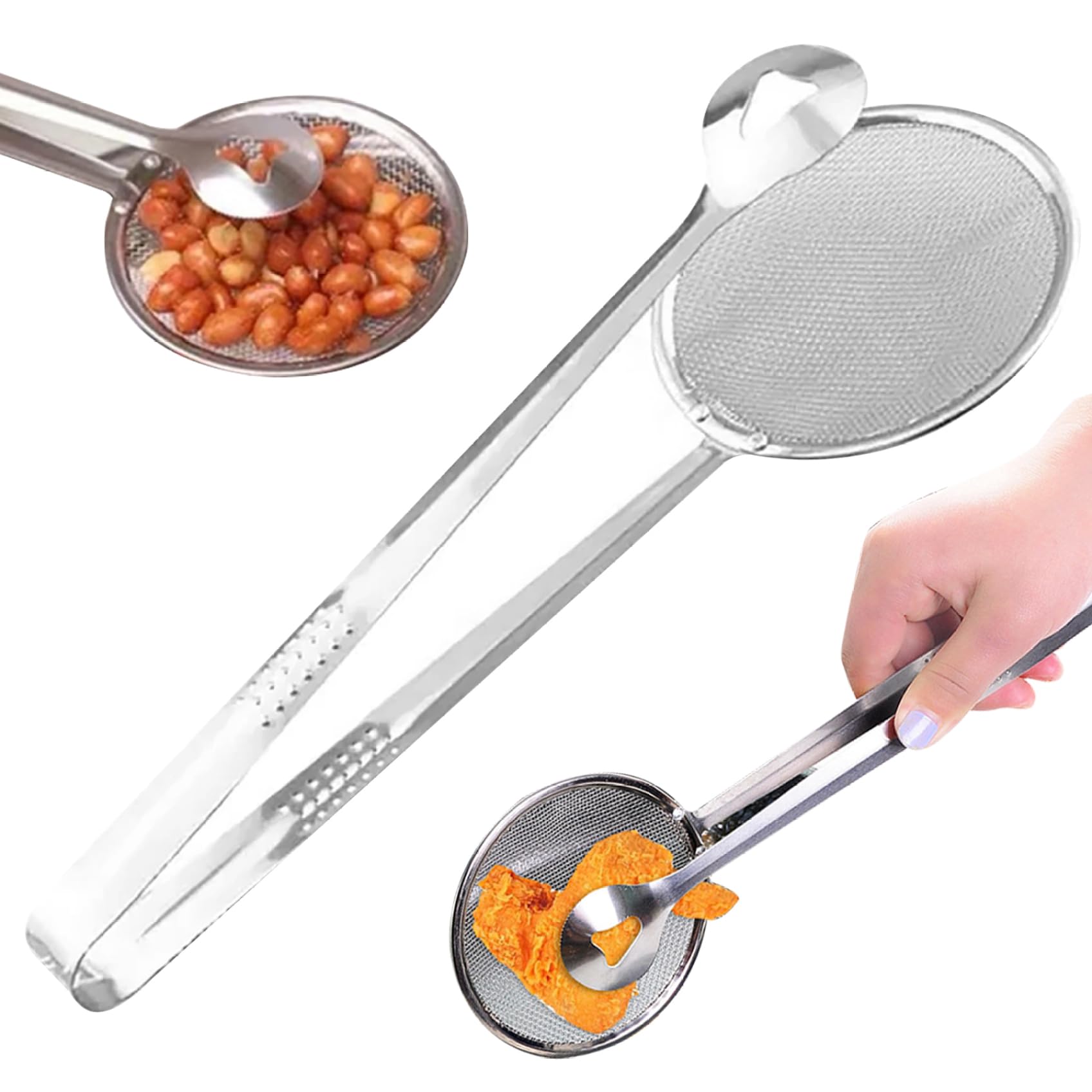 Colador de malla con asa, 2 en 1, for cocina, pinza