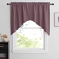 Vista 60 de NICETOWN Cortinas elegantes con caída de cascada para dormitorio, cortinas con jareta para barra estilo granja para sala de estar, cortinas rústicas